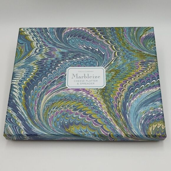 Cheese Plate & Spreader Marbleized Glass By Two's Company - Picture 5 of 7